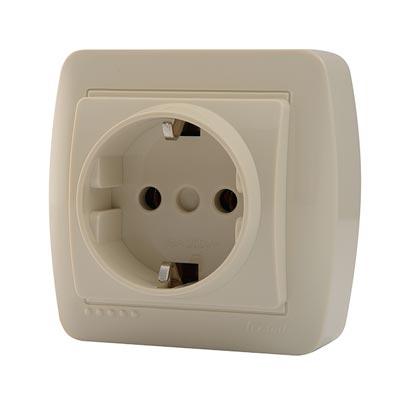 Lezard  Demet Крем Розетка с заземляющими контактами 711-0300-122