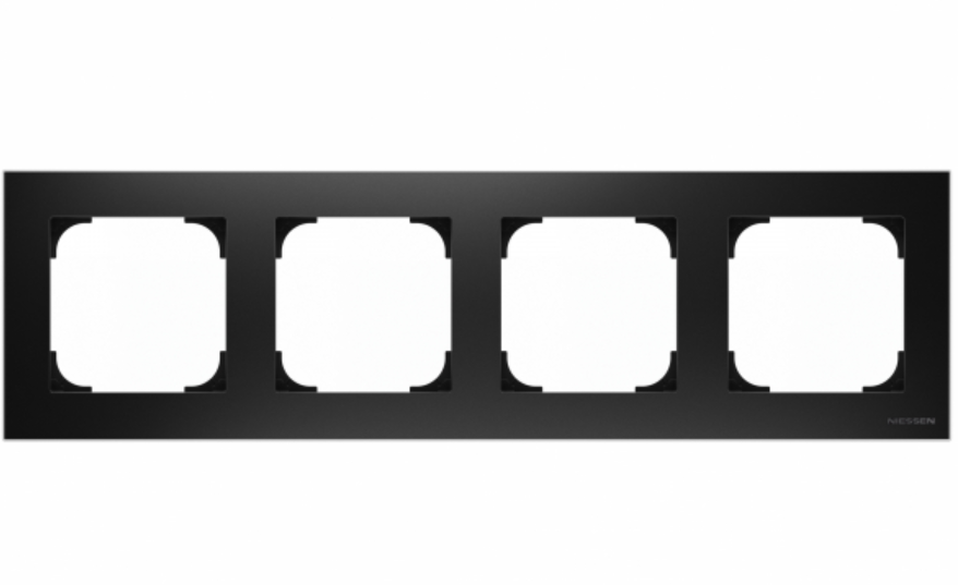 ABB SKY Чёрный бархат Рамка 4-постовая/2CLA857400A1501/