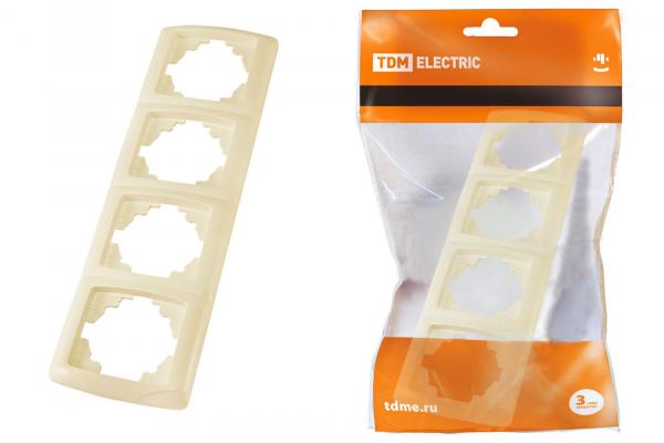 TDM  Онега  Слоновая Кость  Рамка 4-местная горизонтальная SQ1805-0055