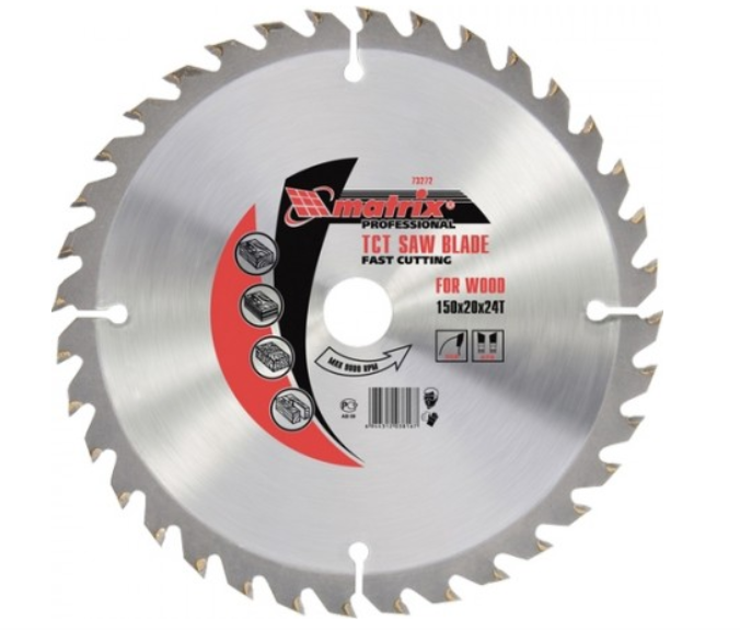 Пильный диск по дереву, 185 х 20мм, 24 зуба + кольцо 16/20// MATRIX  Professional
