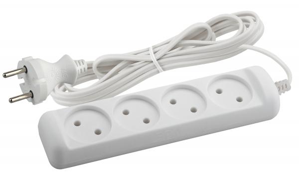 Удлинитель Россия  ЭРА UX-4-3m  без заземляющих контактов ,2x0.75мм2, ШВВП, 4гнезда, 3 метра