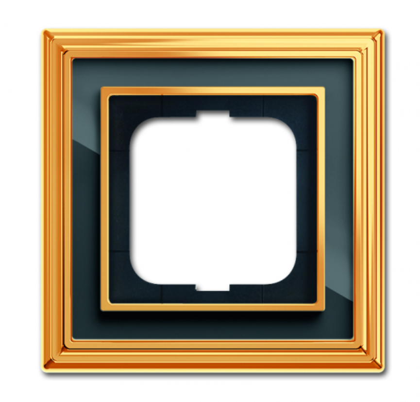 ABB Династия Латунь Полированная, черное стекло Рамка 1-постовая